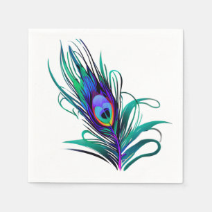 Servilleta De Papel Hermosa pluma de pavo real