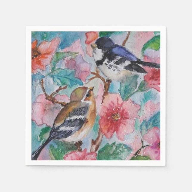 Servilleta De Papel Hermosa Primavera de Napkins Birds (Anverso)