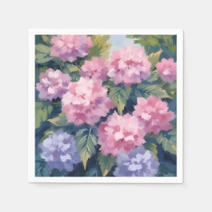 Servilleta De Papel Hermosas Floraciones de Hortensias Acuarela Flor