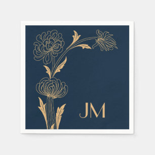 Servilleta De Papel Hermosas flores Art Deco de oro