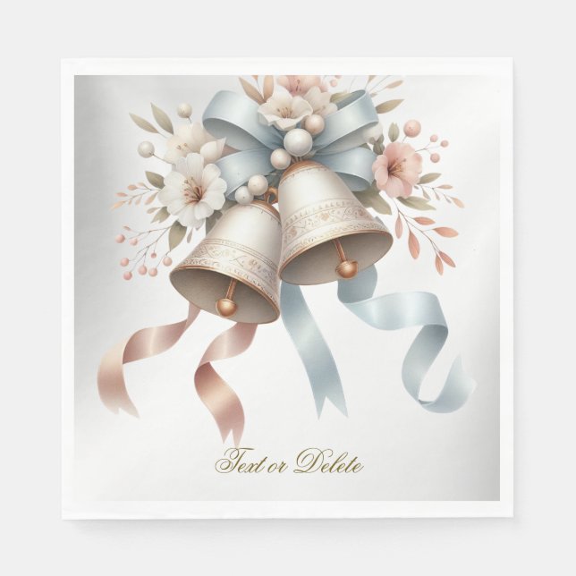 Servilleta De Papel Hermosas flores de casamiento de las campanas rosa (Anverso)