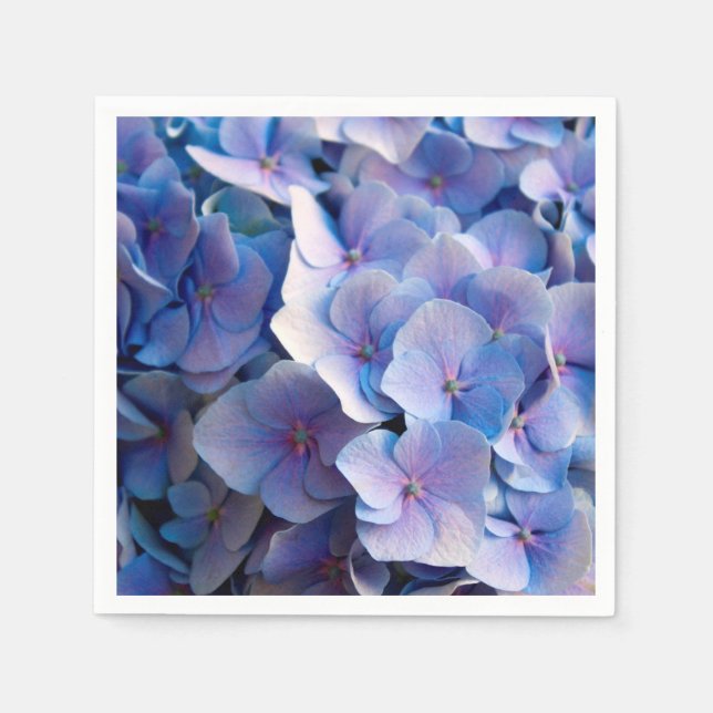 Servilleta De Papel Hermosas flores de hidrangea azul (Anverso)