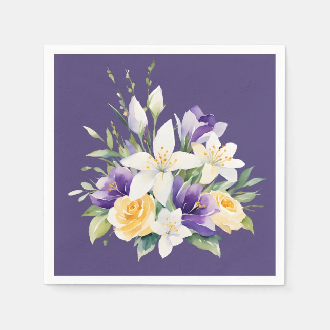 Servilleta De Papel Hermosas flores moradas florecen en la Pascua (Anverso)