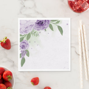 Servilleta De Papel hermosas flores moradas hojas verdes botánicas