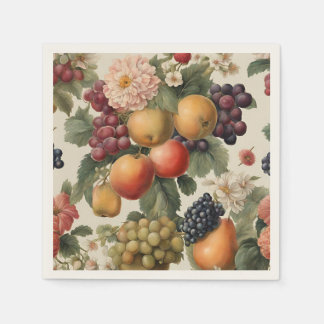 Servilleta De Papel Hermosas frutas y flores de estilo francés