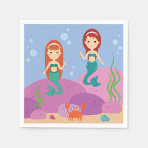 Servilleta De Papel Hermosas hermanas sirenas nadando bajo el agua 