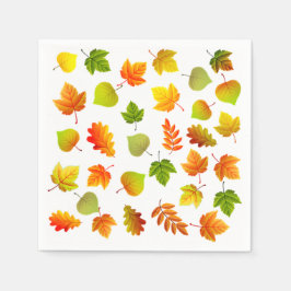 Servilleta De Papel Hermosas Hojas de Otoño sobre Blanco