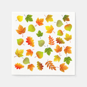 Servilleta De Papel Hermosas Hojas de Otoño sobre Blanco
