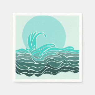 Servilleta De Papel Hermosas olas oceánicas y puesta de sol