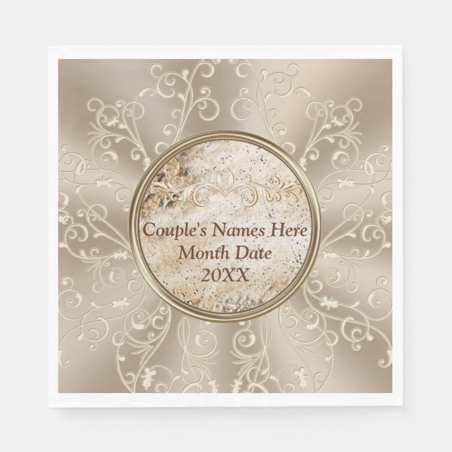 Servilleta De Papel Hermosas Servilletas de Boda Rústicas PERSONALIZAD (Anverso)