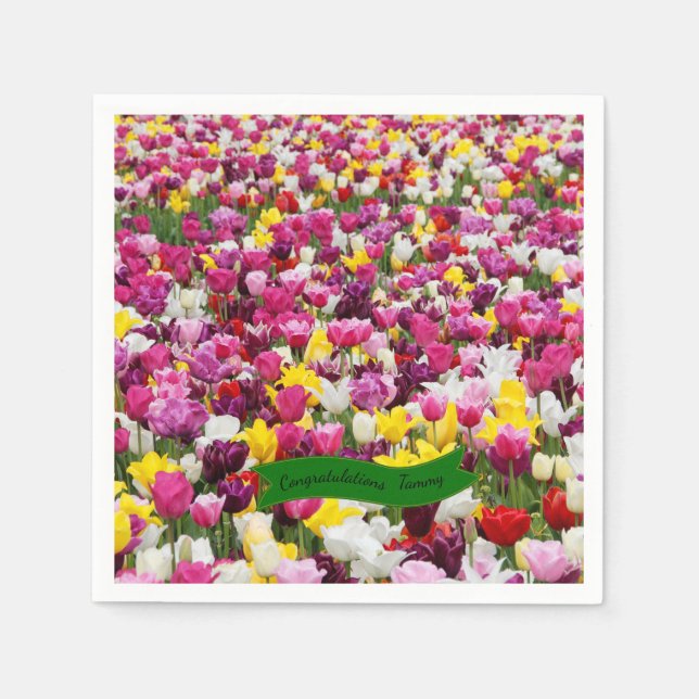 Servilleta De Papel Hermosas toallas de papel de Tulip Garden (Anverso)
