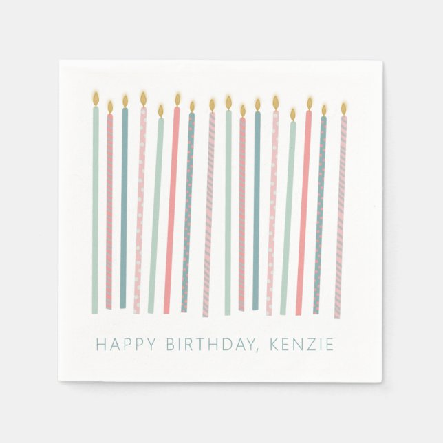 Servilleta De Papel Hermosas velas de cumpleaños (Anverso)