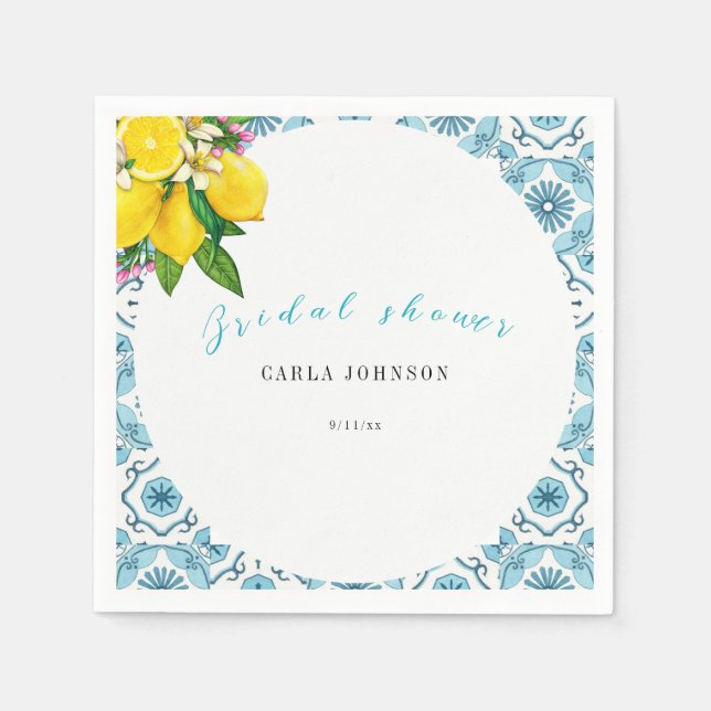 Servilleta De Papel Hermoso azulejo italiano y baby shower nupcial de  (Anverso)