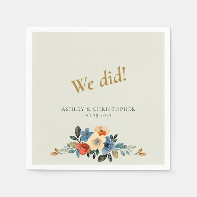 Servilleta De Papel Hermoso Boda de arcilla floral (Anverso)