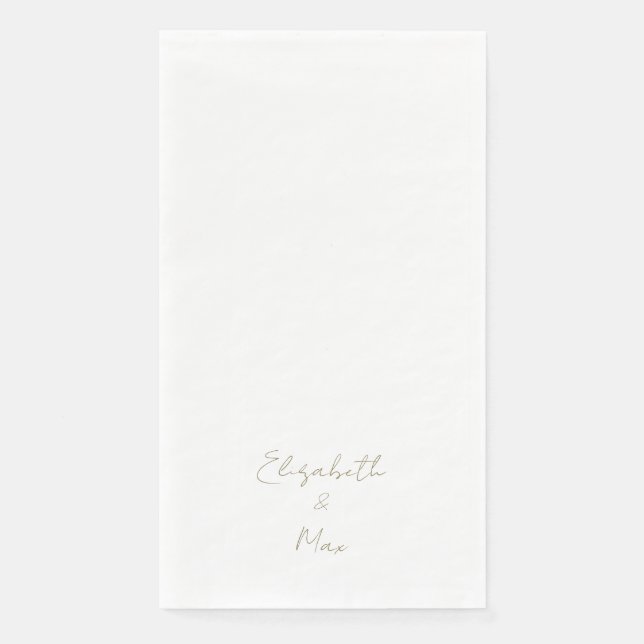 Servilleta De Papel Hermoso Boda de texto de letra dorada (Anverso)