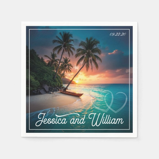 Servilleta De Papel Hermoso Boda de verano (Anverso)