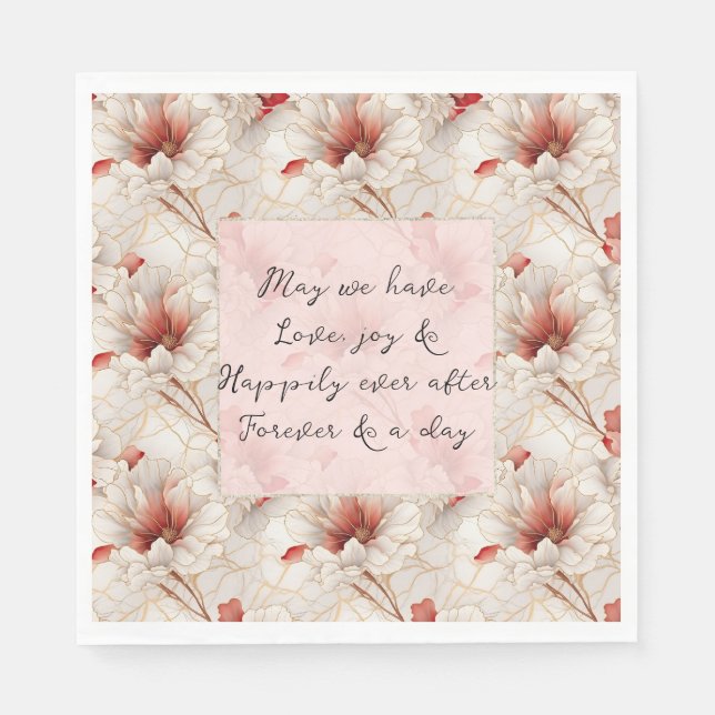 Servilleta De Papel Hermoso Boda romántico floral rojo (Anverso)