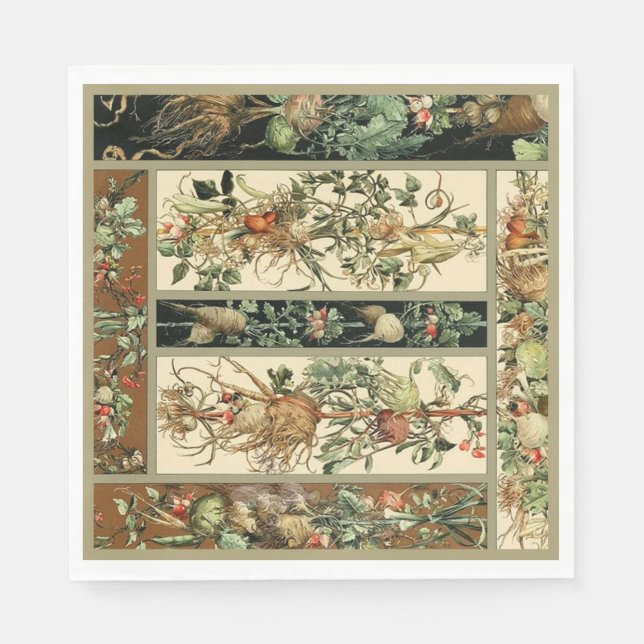 Servilleta De Papel Hermoso botánico  (Anverso)