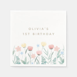 Servilleta De Papel Hermoso Bouquet Flor Silvestre Cumpleaños