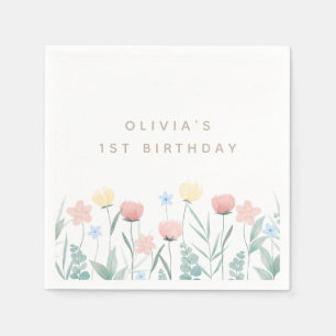 Servilleta De Papel Hermoso Bouquet Flor Silvestre Cumpleaños