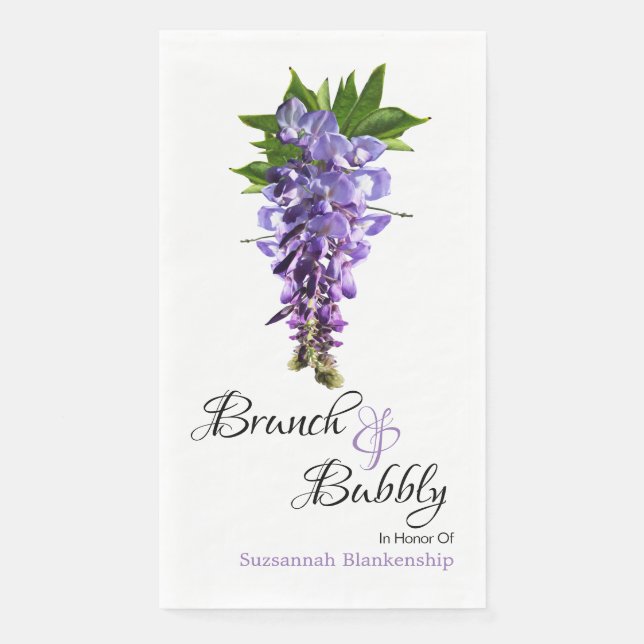 Servilleta De Papel Hermoso Brunch Wisteria Bubbly Bridal Shower (Anverso)