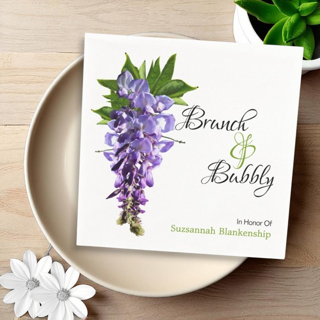 Servilleta De Papel Hermoso Brunch Wisteria Bubbly Bridal Shower (template name paper napkin)