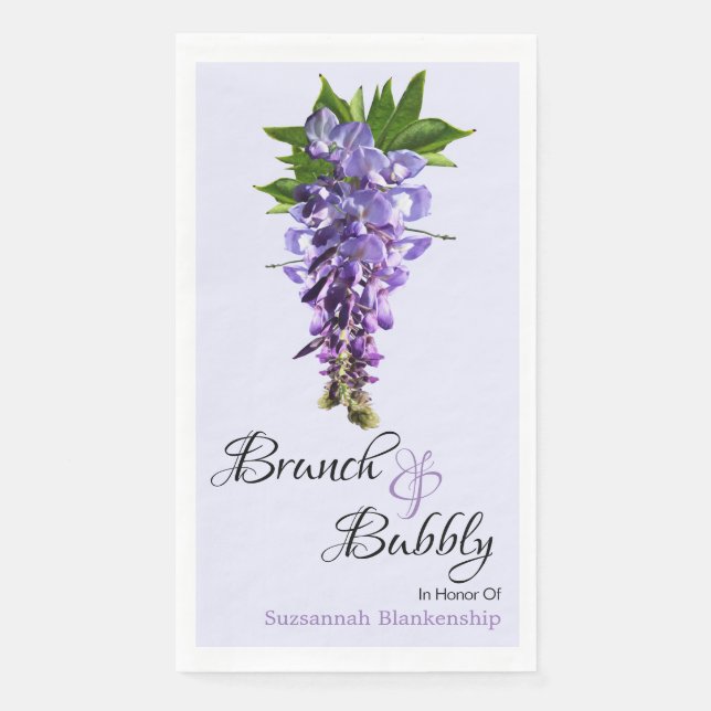 Servilleta De Papel Hermoso Brunch Wisteria Bubbly Bridal Shower (Anverso)