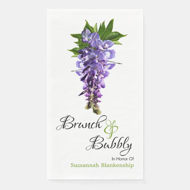 Servilleta De Papel Hermoso Brunch Wisteria Bubbly Bridal Shower (Anverso)