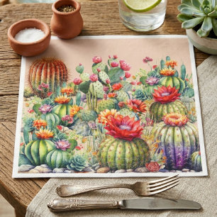 Servilleta De Papel Hermoso Cacti florido