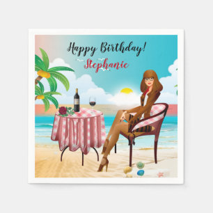 Servilleta De Papel Hermoso Chica En Las Toallas De Cumpleaños De La P