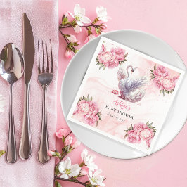 Servilleta De Papel Hermoso Chica floral rosa de cisne Baby Shower