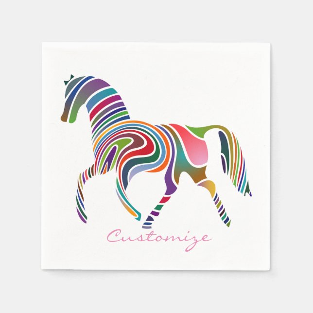 Servilleta De Papel Hermoso color arcoiris Caballo Thunder_Cove (Anverso)