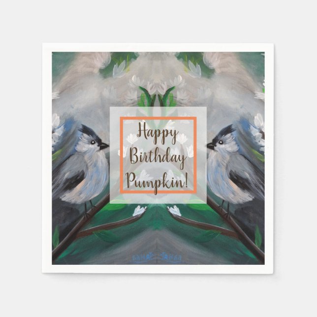 Servilleta De Papel Hermoso cuadro de primavera de pájaro (Anverso)