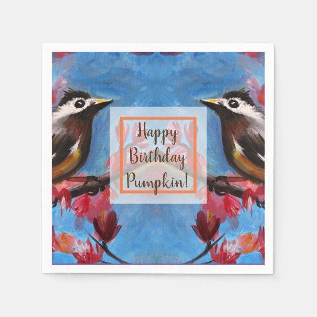 Servilleta De Papel Hermoso cuadro de primavera de pájaro (Anverso)