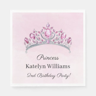 Servilleta De Papel Hermoso Cumpleaños de Princesa con Acuarela Rosa