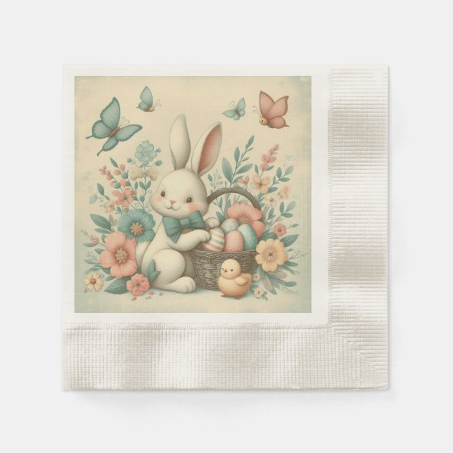 Servilleta De Papel Hermoso de Pascua y pollo (Anverso)