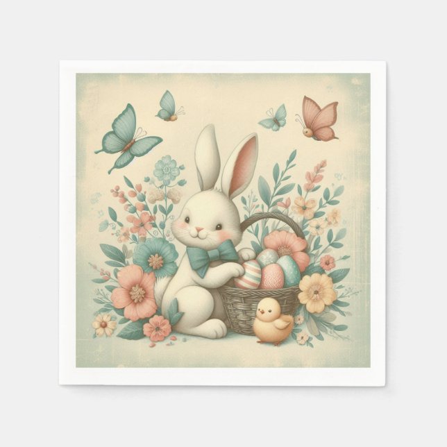 Servilleta De Papel Hermoso de Pascua y pollo (Anverso)
