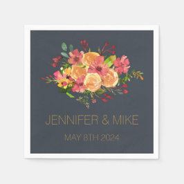 Servilleta De Papel Hermoso diseño de flores acuarelas