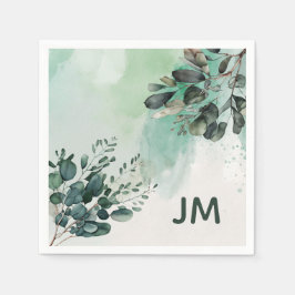 Servilleta De Papel Hermoso diseño de hojas de acuarela