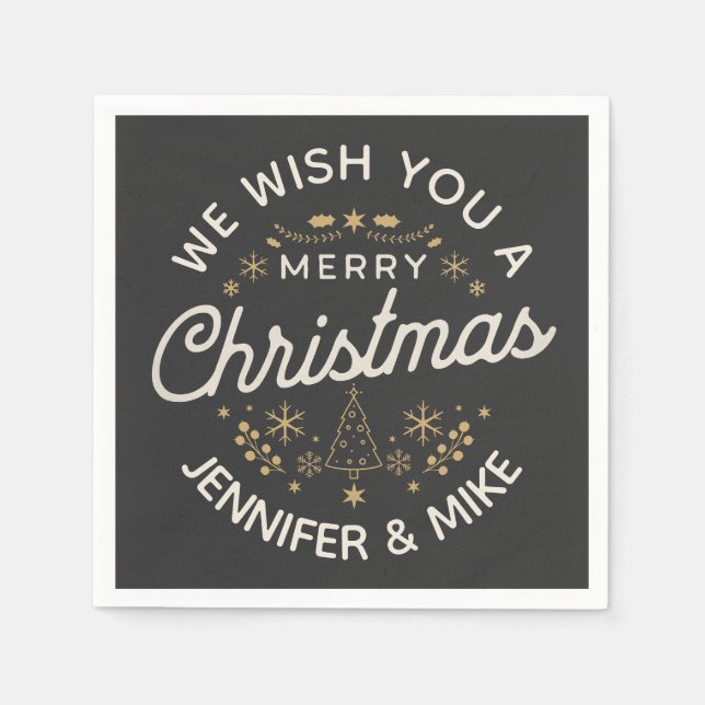 Servilleta De Papel Hermoso diseño vintage de Navidad (Anverso)