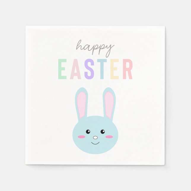 Servilleta De Papel Hermoso dulce de Pascua Azul conejo Kawaii (Anverso)