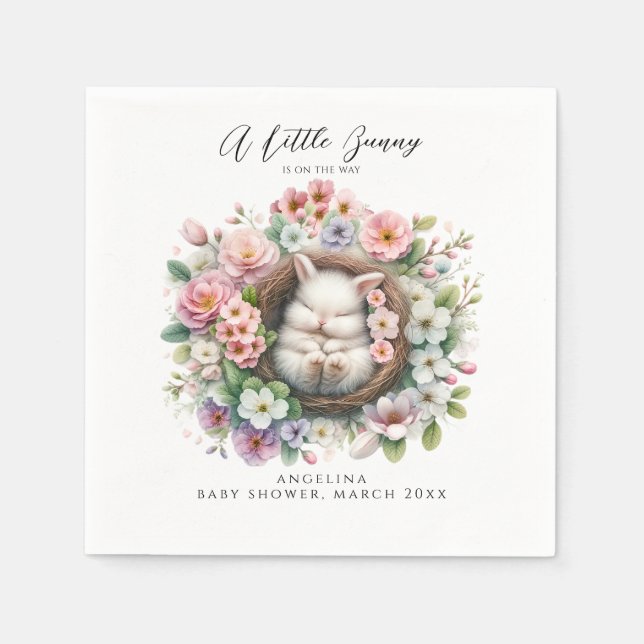 Servilleta De Papel Hermoso floral primavera bebé niña ducha (Anverso)