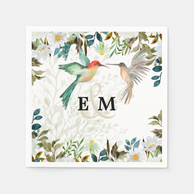 Servilleta De Papel Hermoso HUMMINGBIRDS Pareja Boda (Anverso)