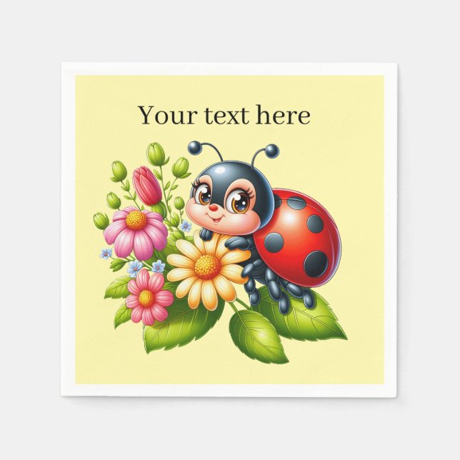 Servilleta De Papel Hermoso insecto de ladybug lindo (Anverso)