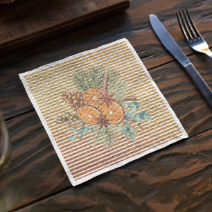 Servilleta De Papel Hermoso Naranja Slice Pine Bouquet Navidades