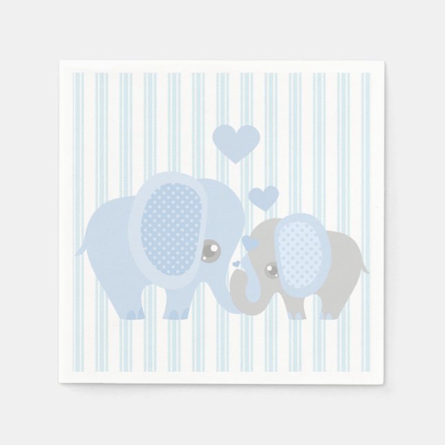 Servilleta De Papel Hermoso niño elefante azul (Anverso)