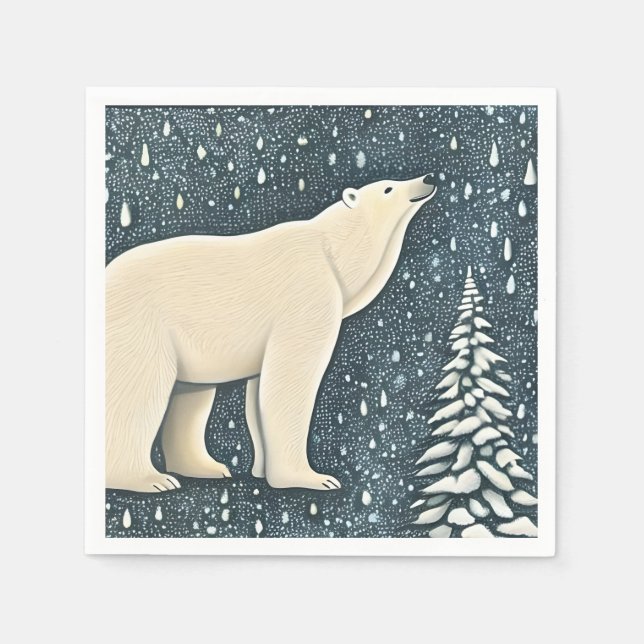 Servilleta De Papel Hermoso oso polar ártico (Anverso)