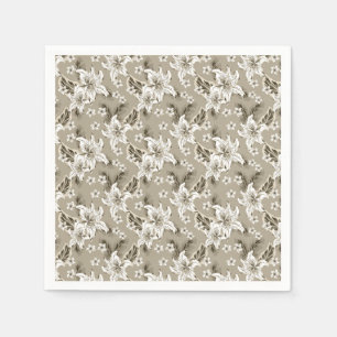 Servilleta De Papel Hermoso patrón de flores beige