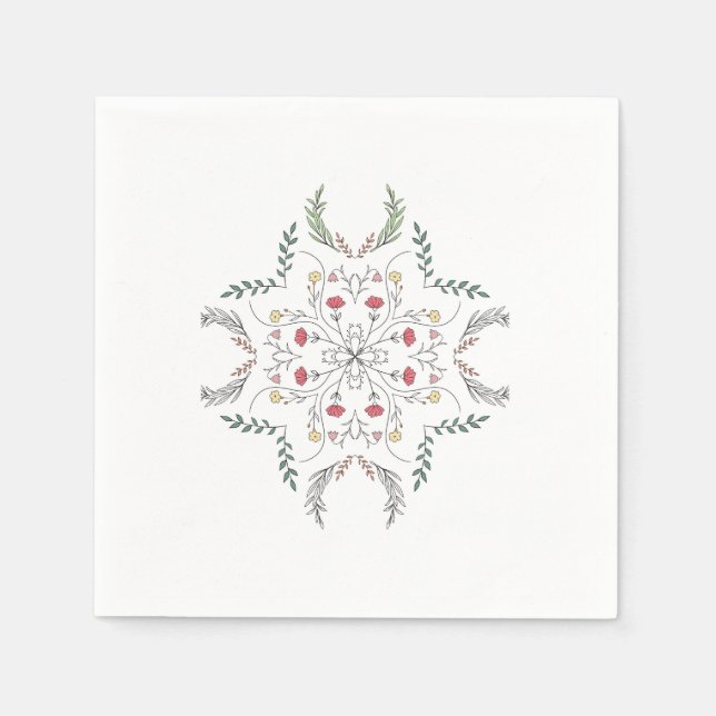Servilleta De Papel Hermoso patrón de flores, mandala (Anverso)