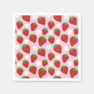 Servilleta De Papel Hermoso patrón de fresas de verano